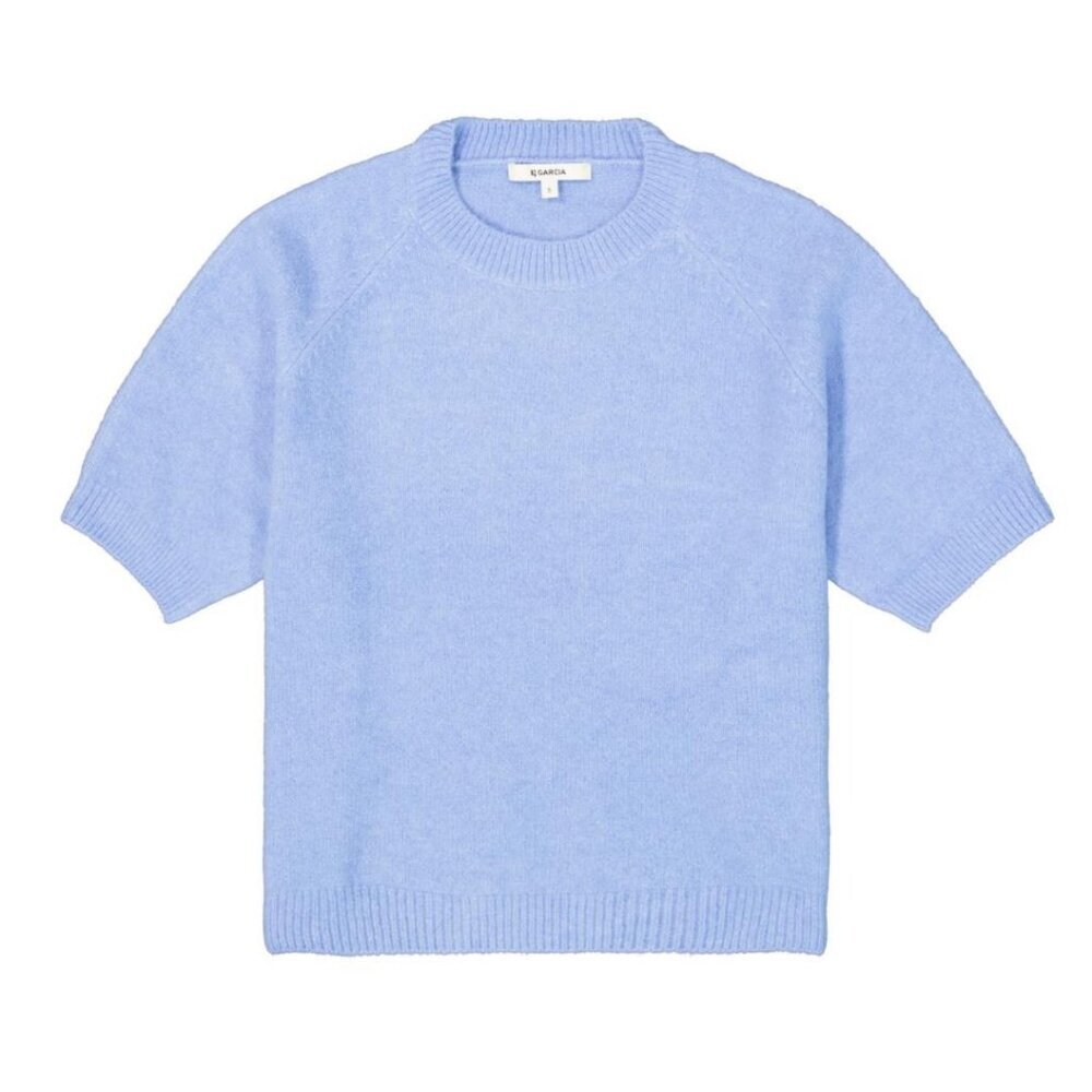 NWT GARCIA KRYSTAL Blue Short Sleeve Pullover Knit - Picture 3 of 9